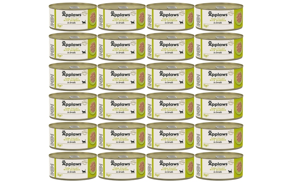 Applaws Alimentation humide Boîte de filet de thon & algues, 24 x 70 g