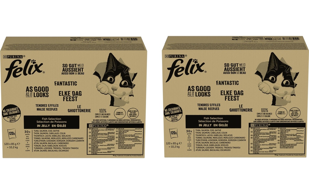 Felix Alimentation humide AGAIL Poisson, 2 x 120 x 85 g