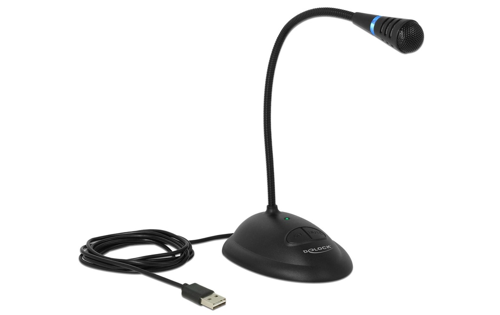Delock Microphone USB avec sourdine et bouton marche/arrêt