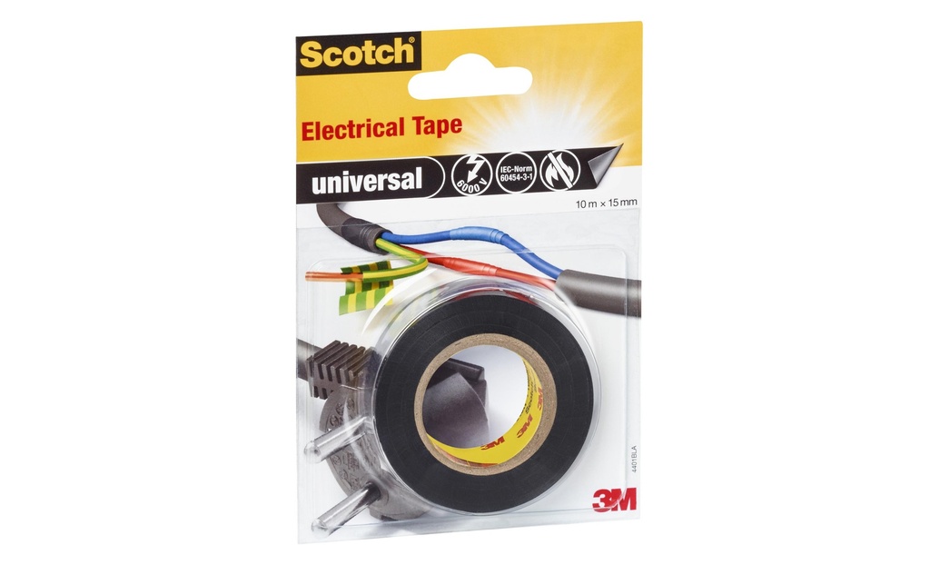 Scotch Bande isolante Universal, 15 mm x 10 m, 1 rouleau, Noir