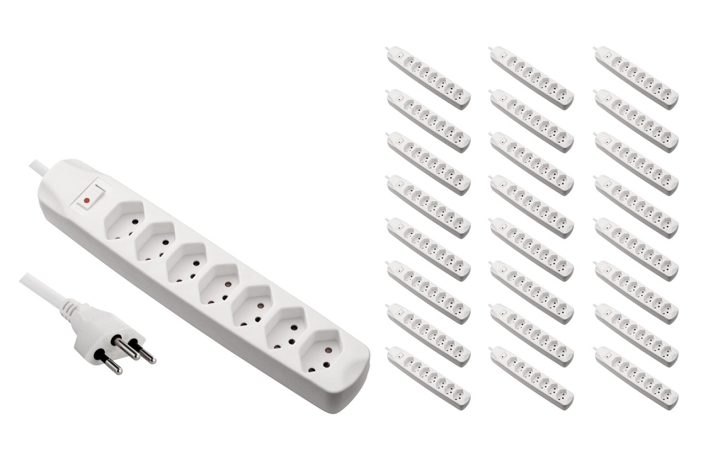 FURBER.power Bloc multiprises 7x T13 avec interrupteur, 25 pièces, blanc