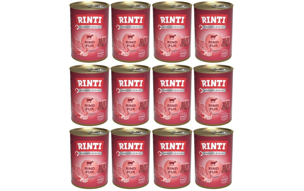 Rinti Alimentation humide Singlefleisch Boîte de bœuf pur, 12 x 400 g