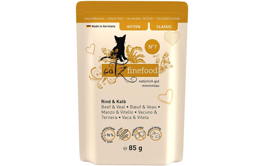 catz finefood Alimentation humide Kitten No.07 Bœuf & Veau, 16 x 85 g