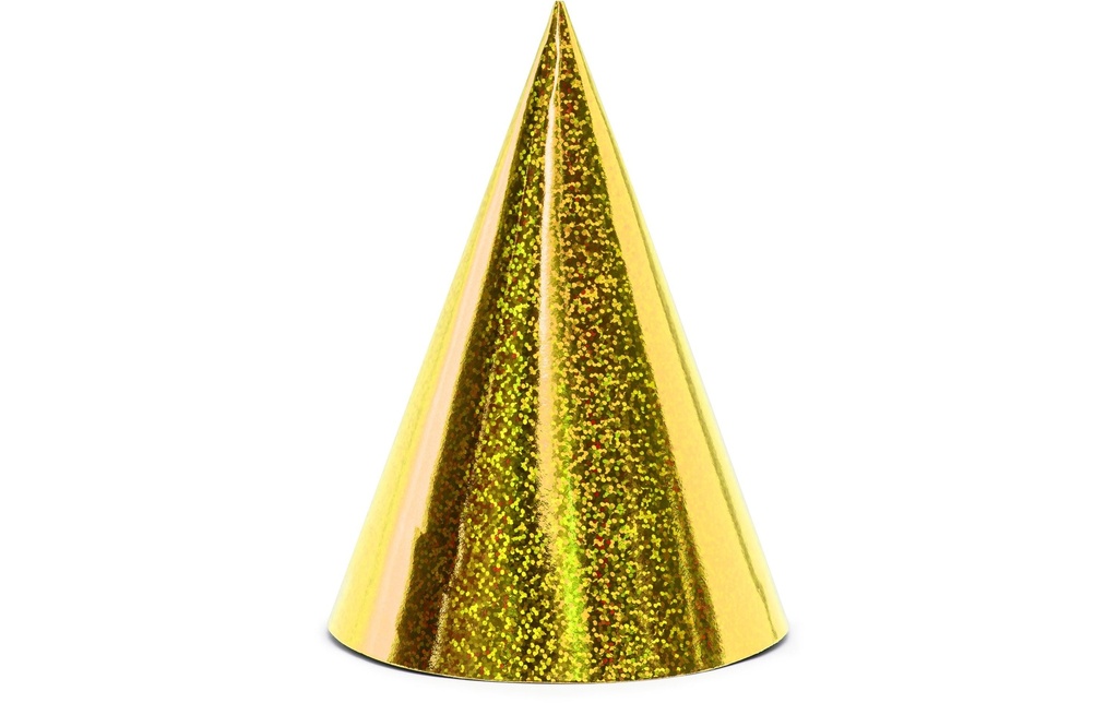 Partydeco Chapeaux de fête holographique Or, 16 x 10 cm, 6 pièces