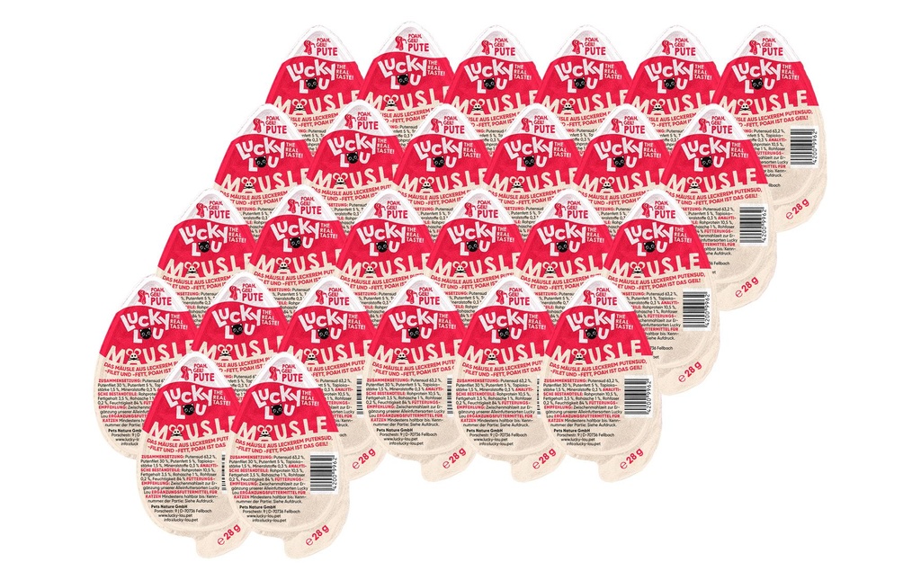 Lucky Lou Compléments alimentaires pour chats Dinde souris, 26 x 28 g