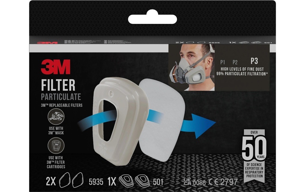 3M Filtre de rechange 5935 P3 pour série 6000 & 7000, 1 paire