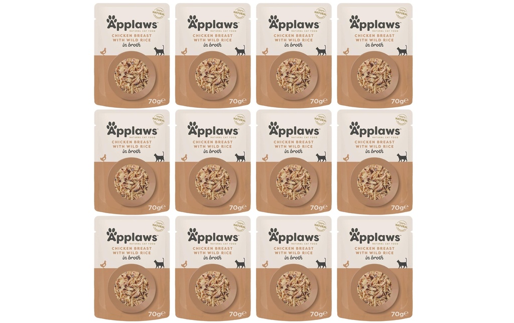 Applaws Alimentation humide Pouch poulet & riz sauvage, 12 x 70 g