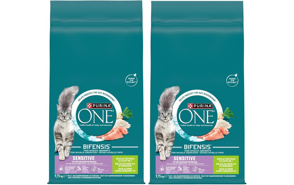 Purina ONE Alimentation sèche Sensitive dinde et riz 2 x 9.75 kg