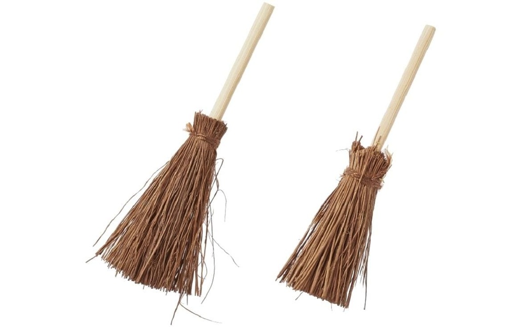 HobbyFun Mini ustensiles Balai 7 cm, 2 pièces, brun