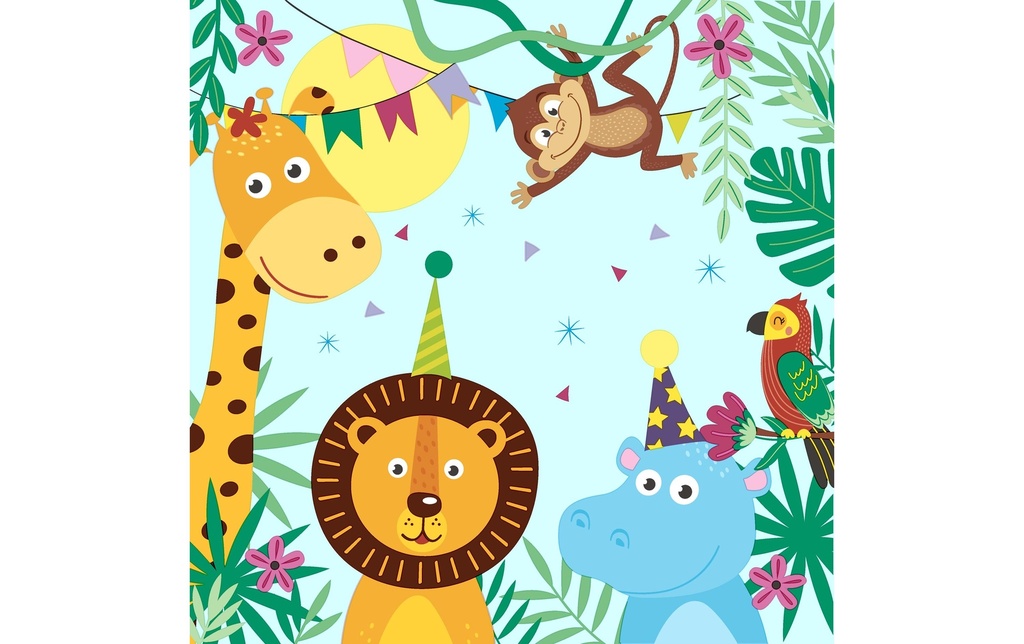 Paper + Design Serviettes en papier Party Animals 33 cm x 33 cm, 20 Pièce/s