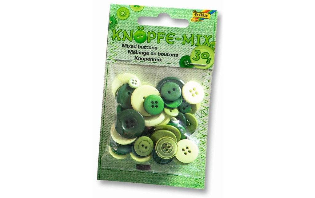 Folia Boutons mixtes ton sur ton, vert
