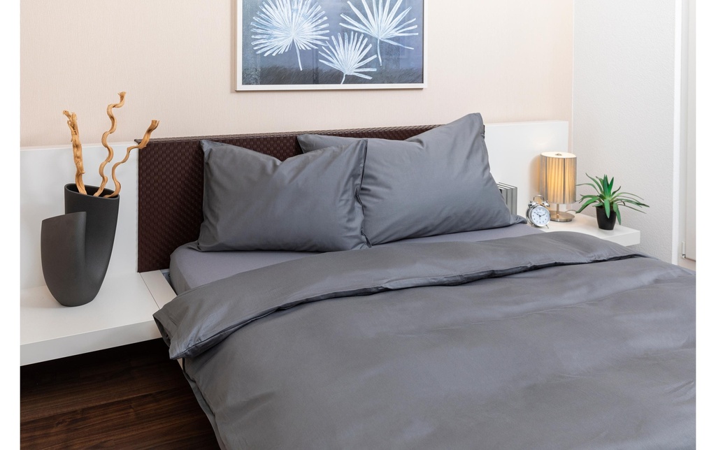 COCON Parure de lit Satin 160 x 210 / 50 x 70, Graphite