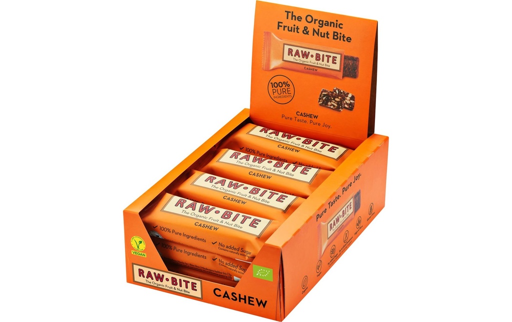 Rawbite Barre de noix de cajou crue, 12 x 50g