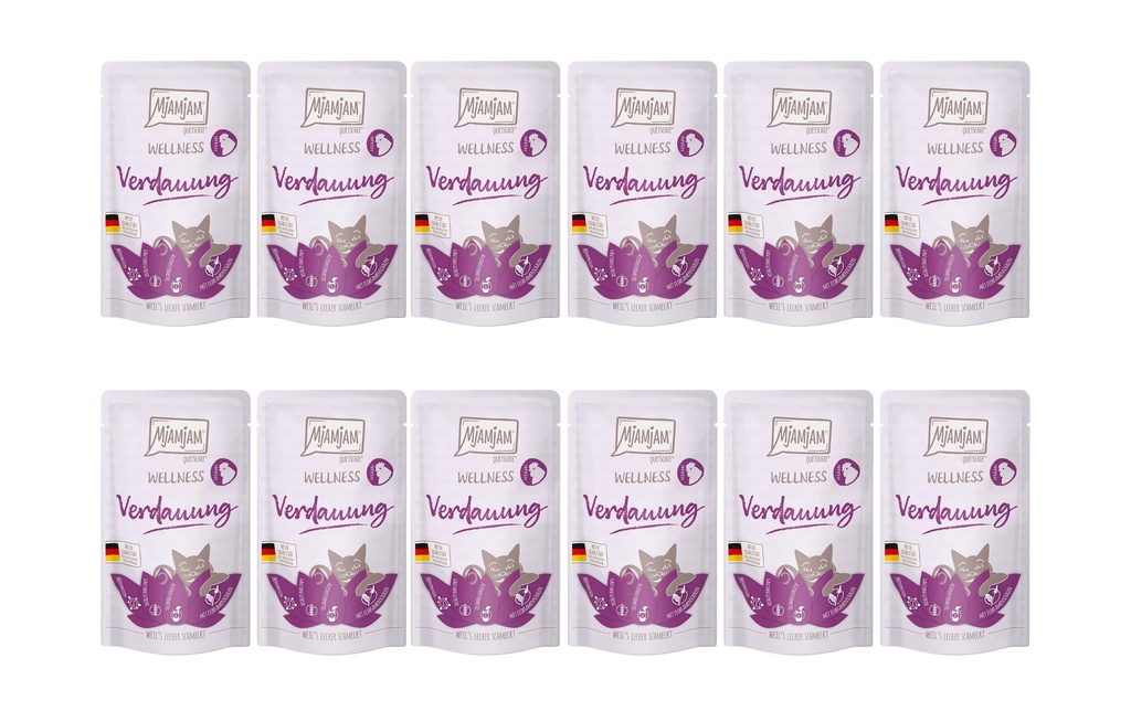 Mjamjam Alimentation humide Bien-être digestif au poulet, 12 x 125 g