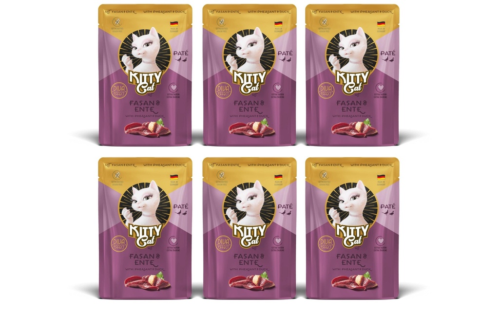 KITTY Cat Alimentation humide Paté Pouch Fasan, Ente 6 x 85 g