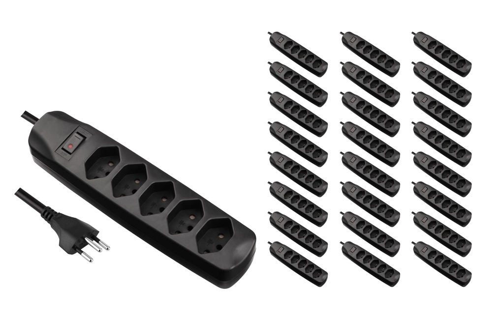 FURBER.power Bloc multiprises 5x T13 avec interrupteur, 25 pièces