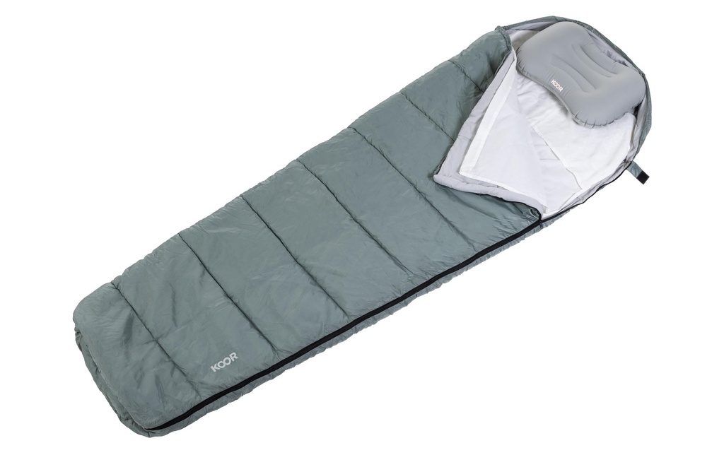KOOR Set sac de couchage, doublure de sac de couchage et oreiller de voyage Gris