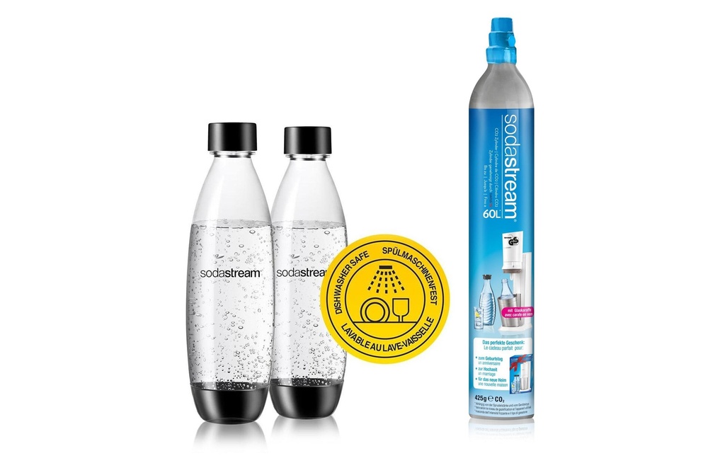 Sodastream Ensemble avec 2 bouteilles et une bouteille de CO₂.