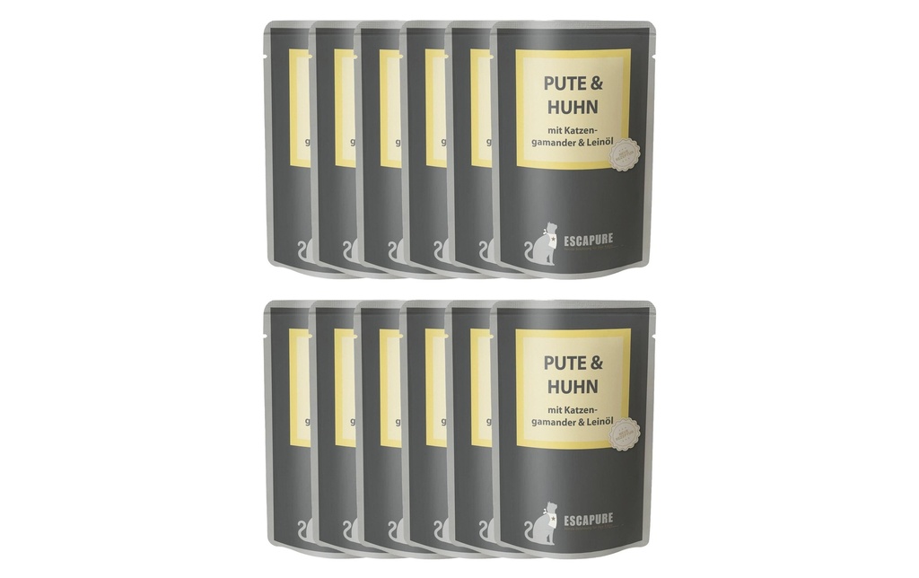 Escapure Alimentation humide Pouch Dinde & Poulet, 12 x 100 g