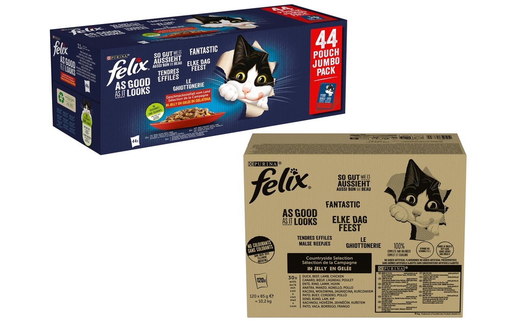 Felix Alimentation humide Kit de sélection de viande AGAIL, 120 + 44 x 85g