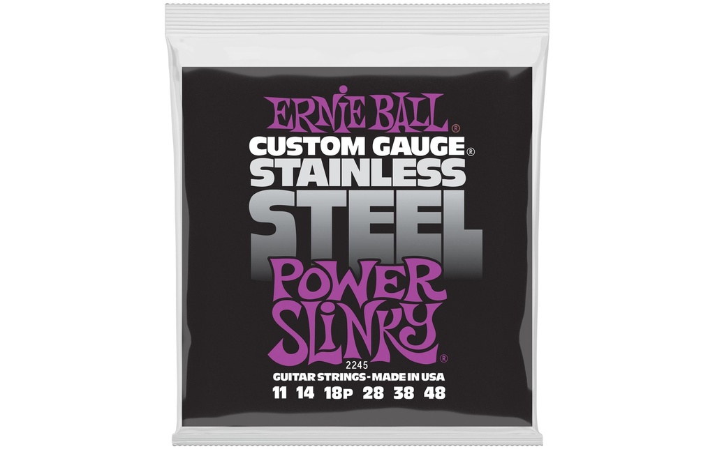 Ernie Ball Cordes de guitare 2245 Slinky Stainless Steel – Power 11-48