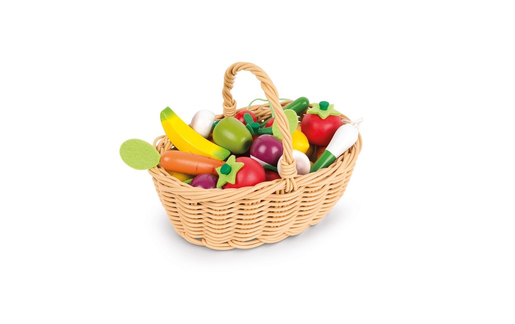 Janod Aliments jouets Panier de fruits et légumes 24 pièces