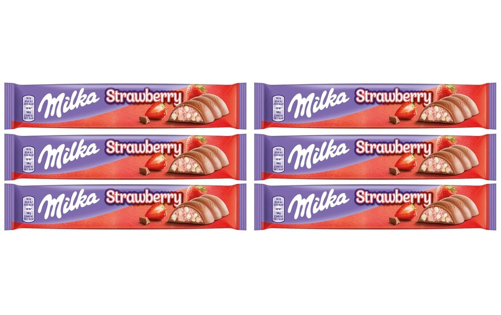 Milka Barres de chocolat Fraise 6 pièces