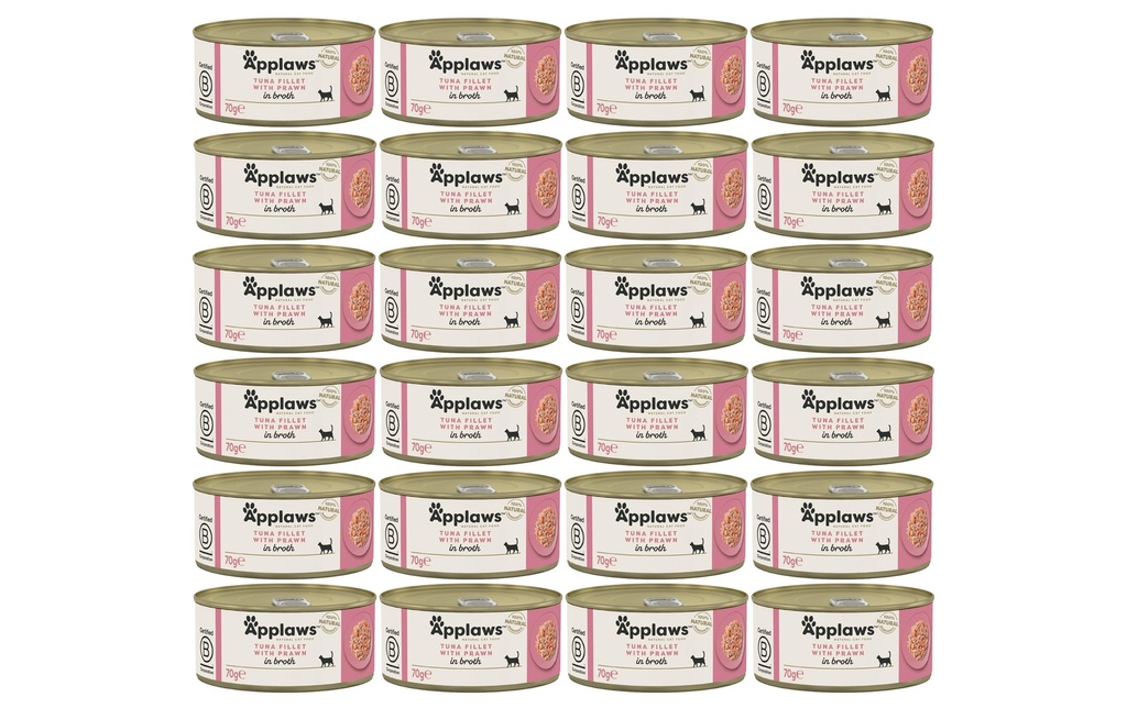 Applaws Alimentation humide Boîte de filets de thon & crevettes, 24 x 70 g