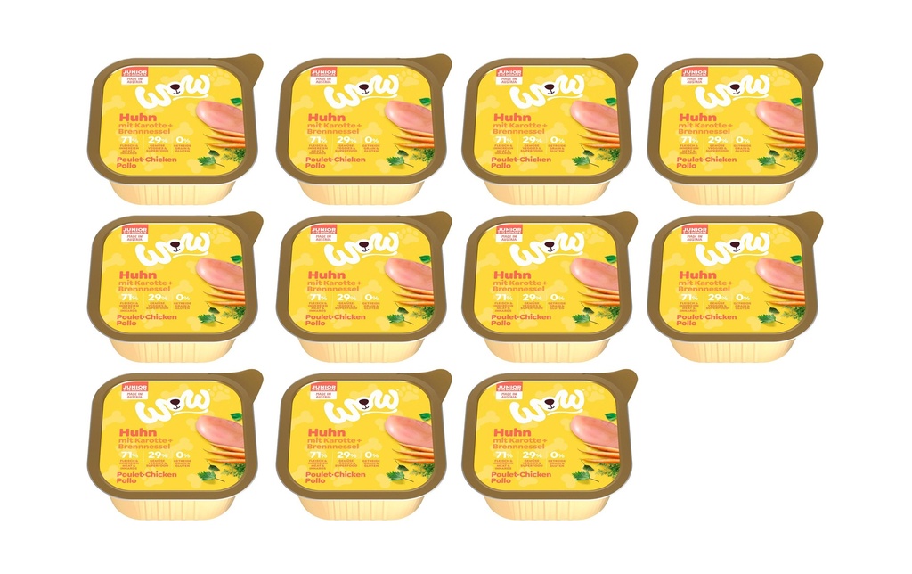 WOW Alimentation humide Bol de poulet Junior, 11 x 150 g