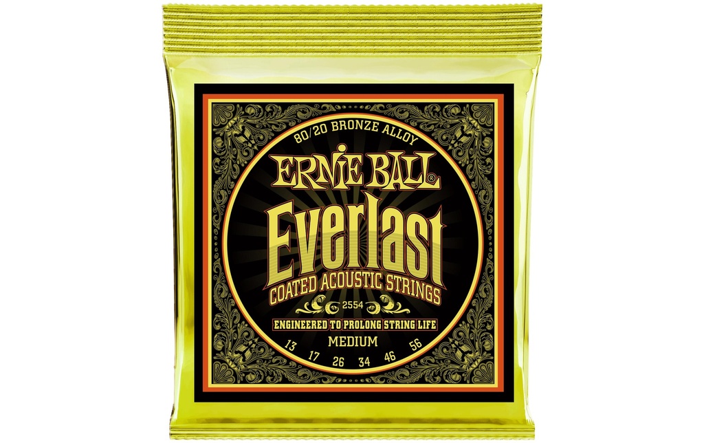 Ernie Ball Cordes de guitare 2554 Everlast CB 80/20 – Medium 13-56