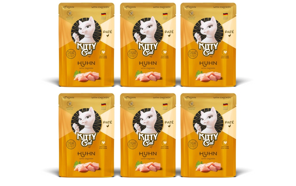 KITTY Cat Alimentation humide Pouch Paté au poulet 6 x 85 g