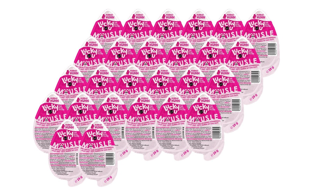 Lucky Lou Compléments alimentaires pour chats Poulet souris, 26 x 28 g