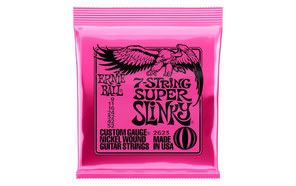 Ernie Ball Cordes de guitare 2623 7-String Super Slinky – 09-52
