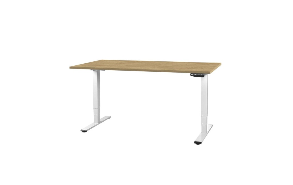 Contini table de bureau réglable en hauteur 1.6 x 0.8 m chêne/blanc
