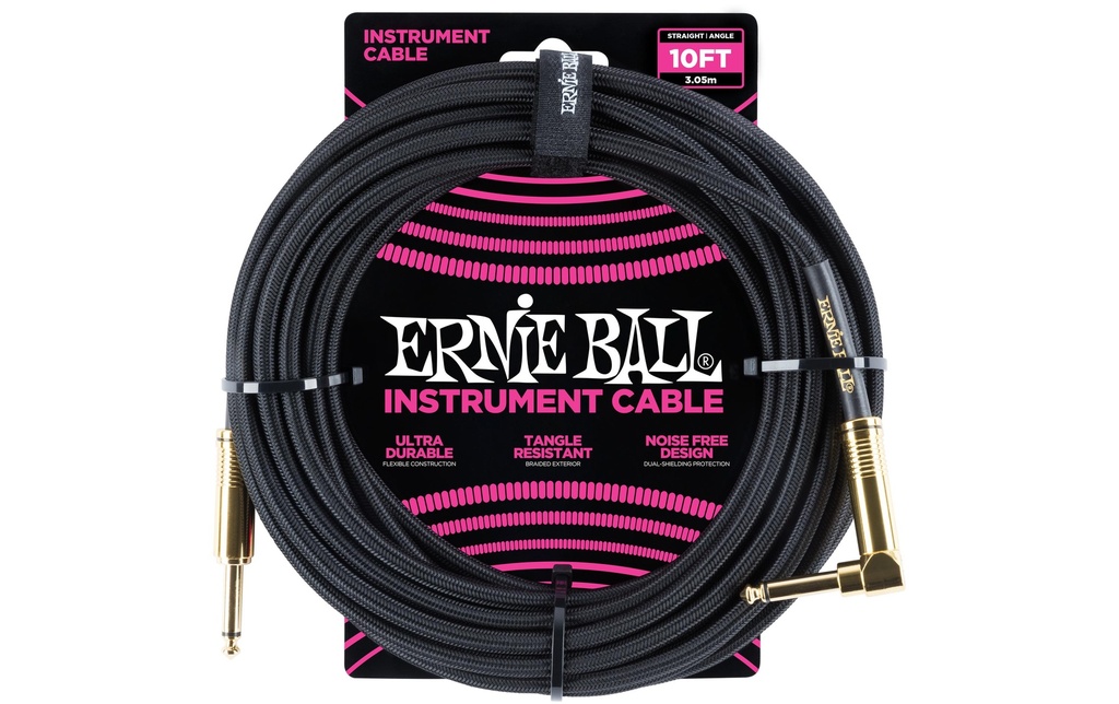 Ernie Ball Câbles d’instruments 6081 - 3.05 m, Noir