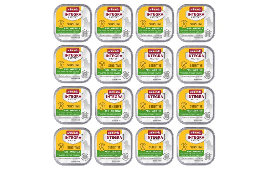 Animonda Integra Protect Nourriture humide Sensitive dinde &amp; pomme de terre, 16 x 100 g