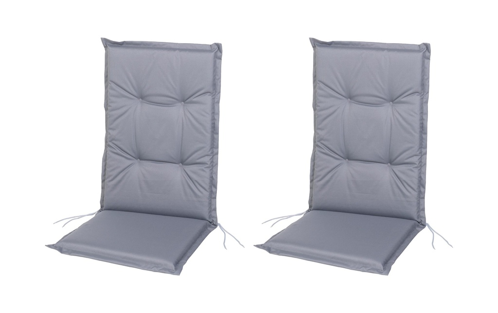 COCON Coussin de chaise à haut dossier Outdoor 118 x 50 cm, Gris, Lot de 2