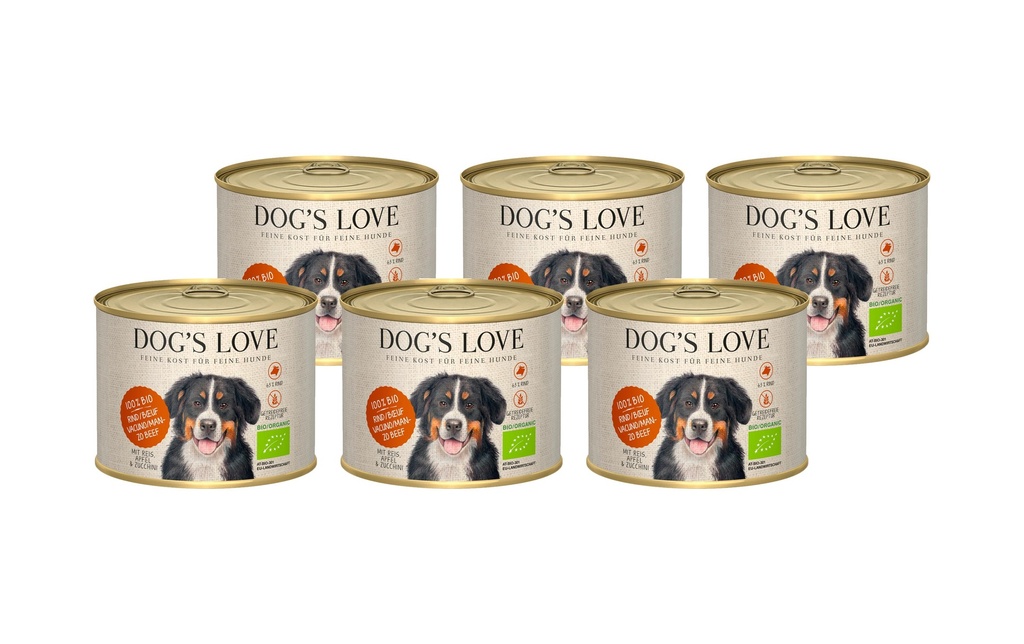 Dog's Love Alimentation humide BIO Adulte boeuf, 6 x 200 g