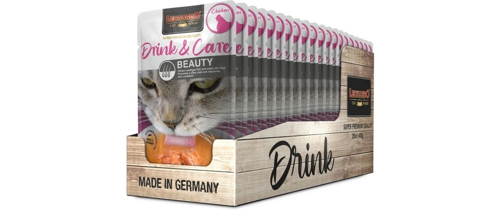 Leonardo Cat Food Drink et Care Beauty Chicken 20 x 40 g