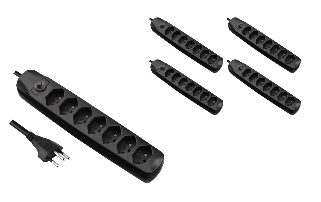 FURBER.power Bloc multiprises avec protection contre les surcharges 7x T13, 5 pièces