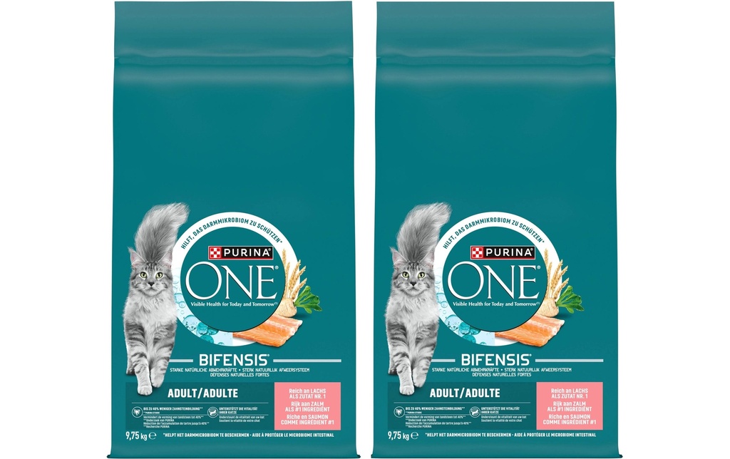 Purina ONE Alimentation sèche Adult saumon et céréales complètes 2 x 9.75 kg