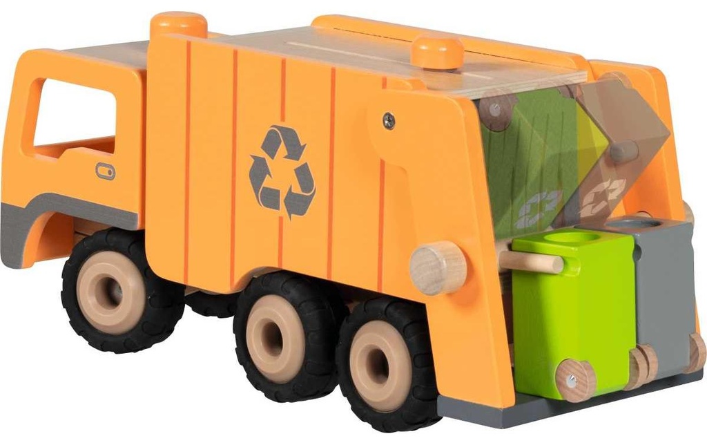 Goki Véhicule jouet Grand camion poubelle Eco avec 2 poubelles