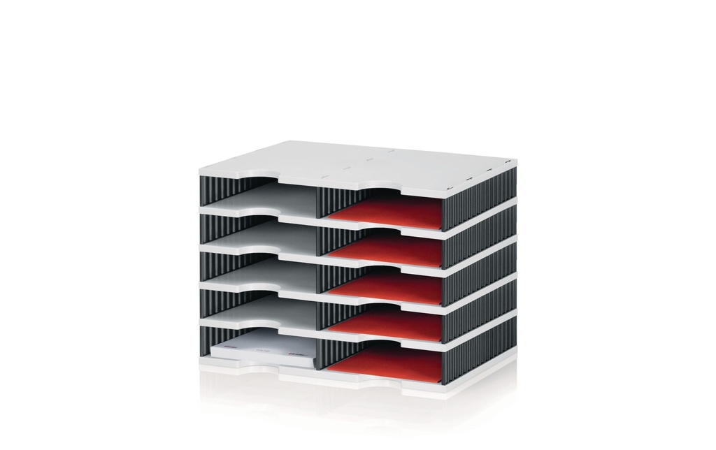 Styro Rangement pour documents styrodoc duo Standard, Noir, 10 compartiments