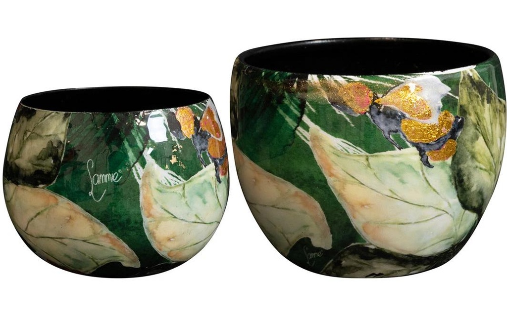 CHALET Pot de fleur Bee Green, 9 x 9 x 7 cm, set de 2 pièces