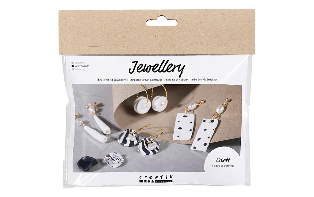 Creativ Company Kits de bricolage pour bijoux Boucles d'oreilles noir/blanc