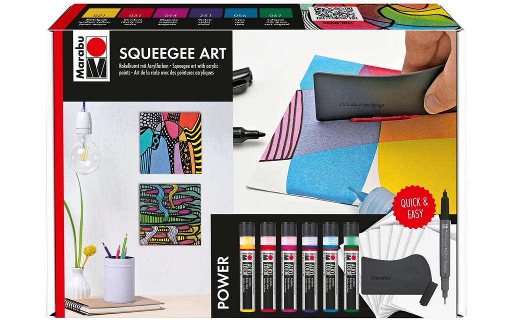 MARABU Acrylcol.SqueegeeArt Set Power