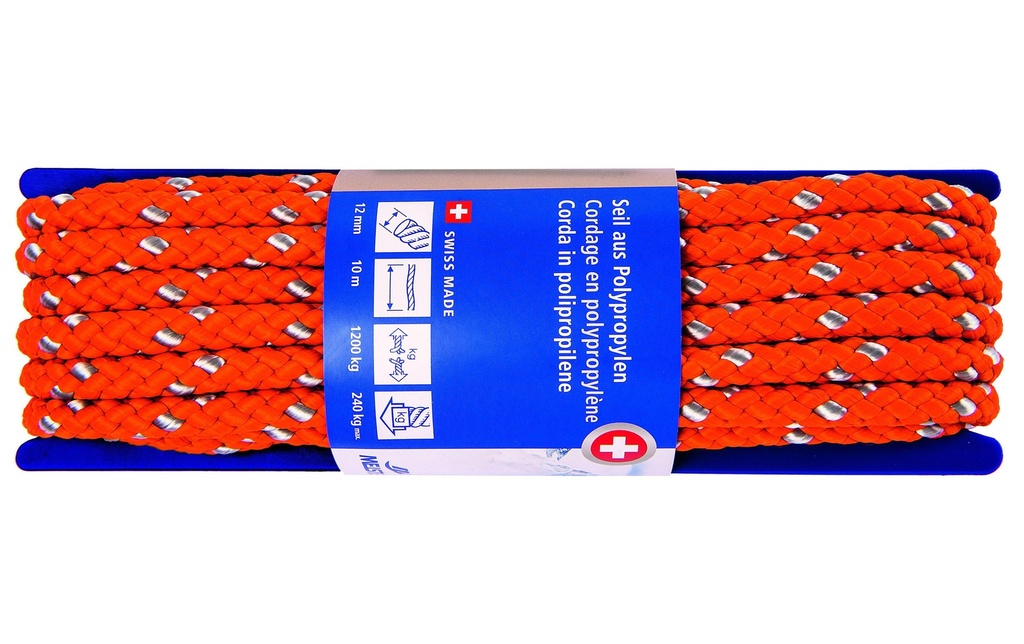 Meister Corde en polypropylène Ø 12 mm, 10 m, 1200 kg, Orange-Argent