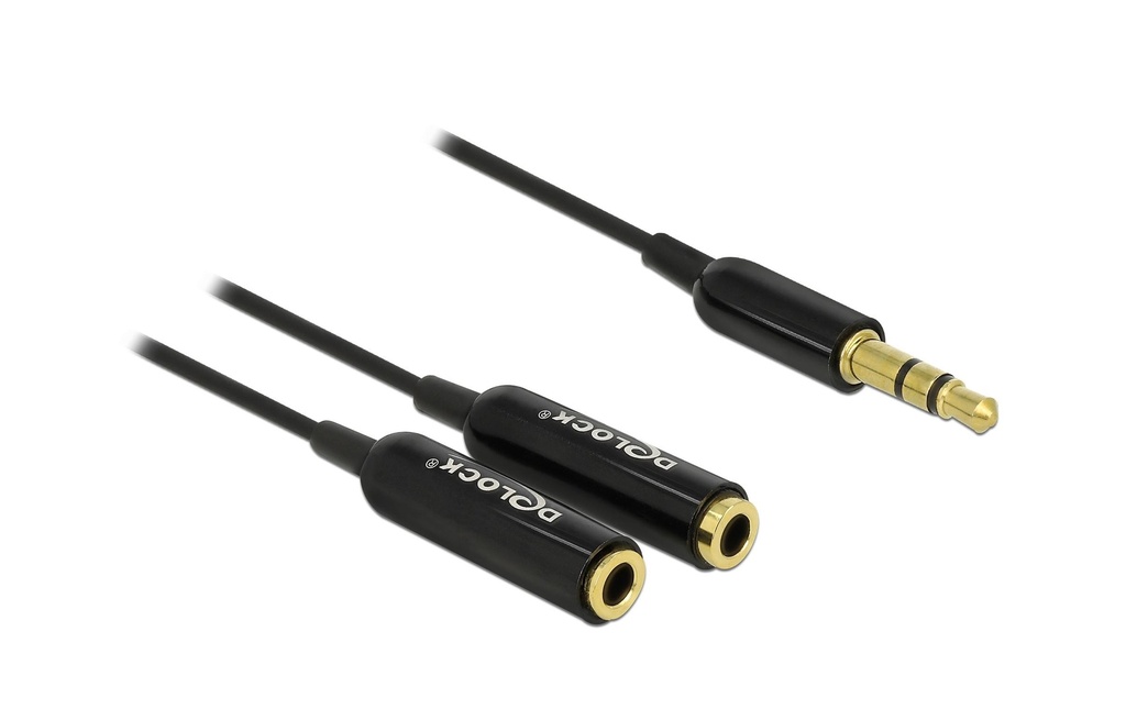 Delock Câble audio jack 3.5 mm, male – female, 0.25 m Noir