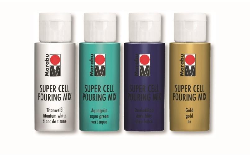 Marabu Peinture acrylique Super Cell Pouring Mix Ocean 4 x 60 ml