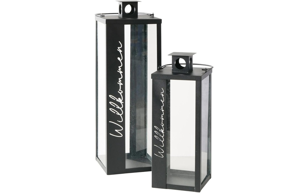 Boltze Lanterne Halifax En 2 parties, Noir/Transparent
